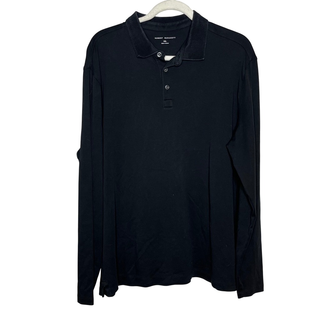 Black Long Sleeve Polo Shirt Robert Barakett Xxl